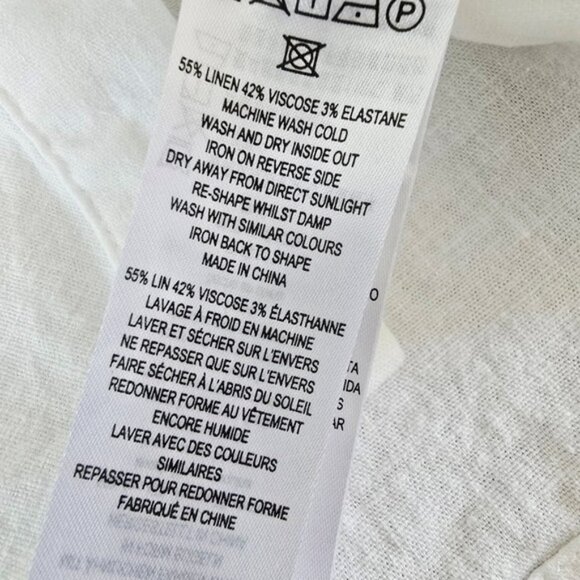 NEW French Connection Women's Blouse Size Medium White Aofie Linen Blend Twist - Picture 12 of 16